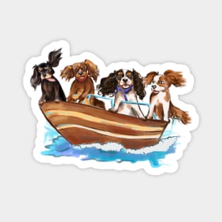 4 Cavalier King Charles Spaniels on a Boat Magnet