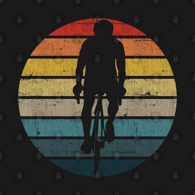 Bicyclist Silhouette On A Distressed Retro Sunset product by theodoros20