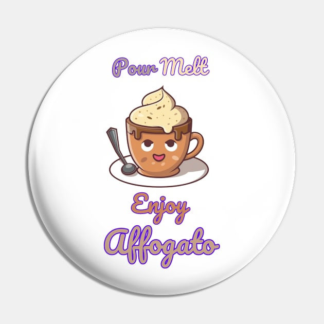 "Delicious Affogato: Italian Delight in a Cup"- Coffee Food Icecream Pin by stickercuffs