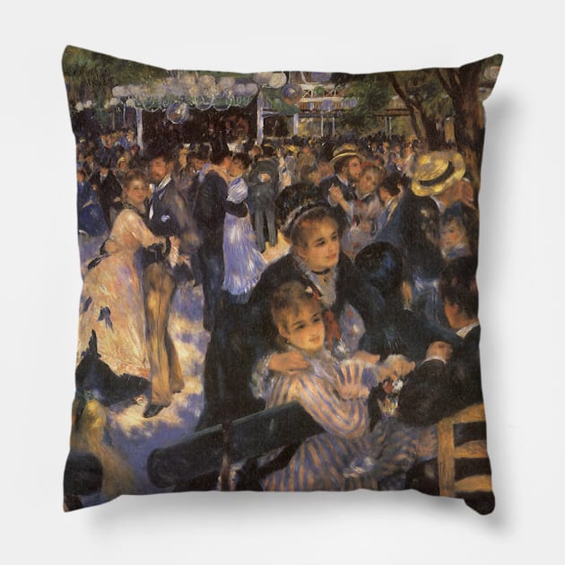 Dance at Le Moulin de la Galette by Pierre Renoir Pillow by MasterpieceCafe