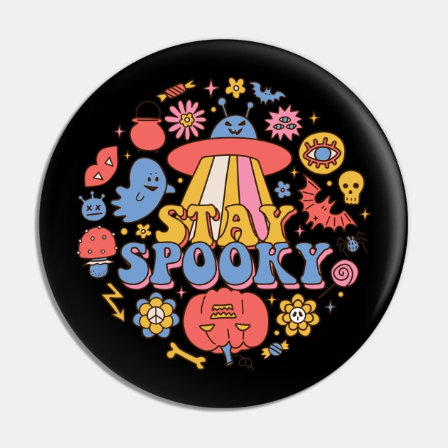 Stay spooky - 70s style retro vintage halloween Pin by RedCrunch