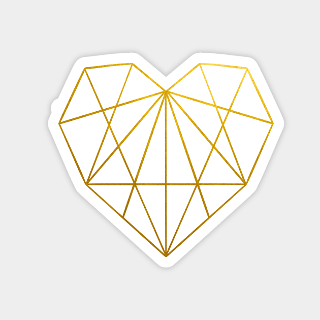 Gold geometric heart Magnet by RosanneCreates