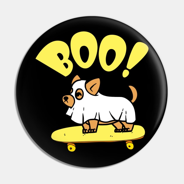 Halloween BOO Ghost Dog Pin by MAii Art&Design