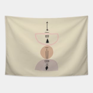 Boho Symboles Abstract Shape Tower Warm Toned  minimalist Print Tapestry