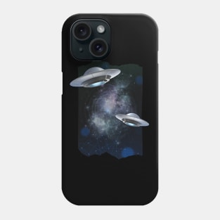 Ufo alien funny cute flying spaceship astronaut moon mars cosmic forest Phone Case