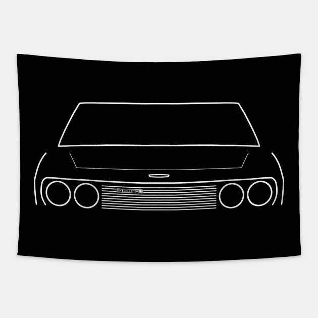 Jensen Interceptor classic car outline graphic (white) Tapestry by soitwouldseem