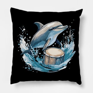 Dolphin playing drums Pillow