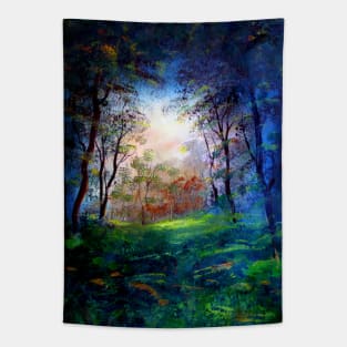 Mystic Woodland View, Forest Artwork Tapestry