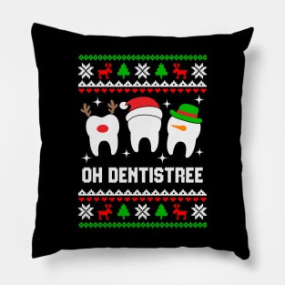 Oh Dentistree Christmas Dentist Teeth Tree T-Shirt Pillow