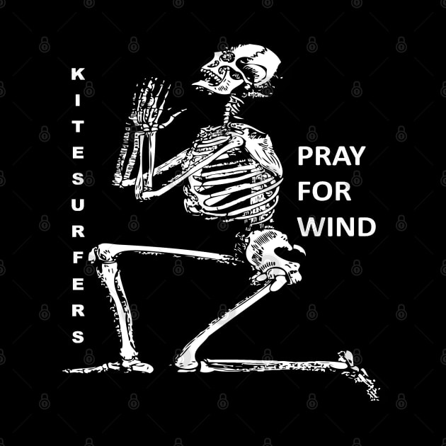 Kiteboarding Humor Kneeling Skeleton Praying For Wind 2 by taiche