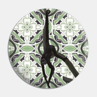 Exotic Spider Monkey on Tile Pattern Pin