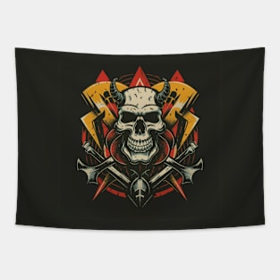 Skull Head Warrior Dark Fantasy Illustration Tapestry