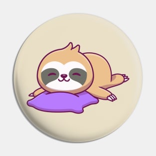 Cute Sloth Sleeping On Pillow Pin