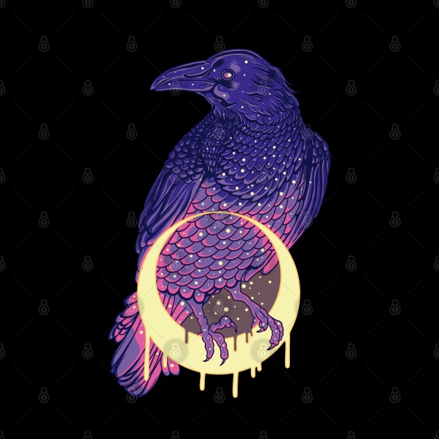 Raven On Neon Moon 2 by Luciane Martins