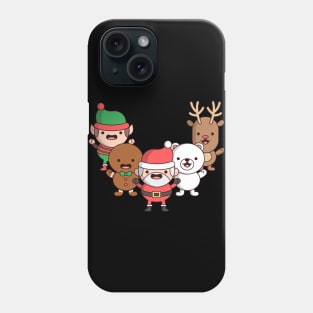 cute santa claus with reindeer and elf Phone Case