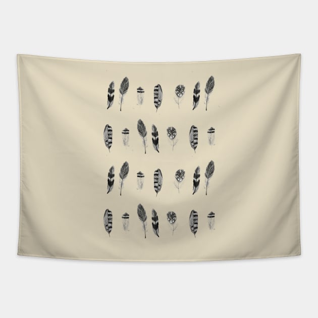 FEATHERS Tapestry by deerslugstudio