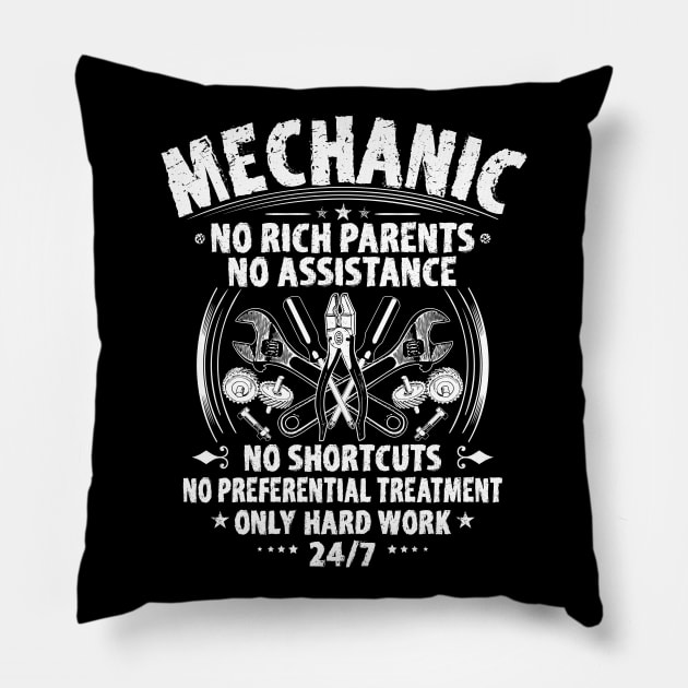 Mechanic/Mechanics/Hard Work/Gearhead/Gift/Present Pillow by Krautshirts