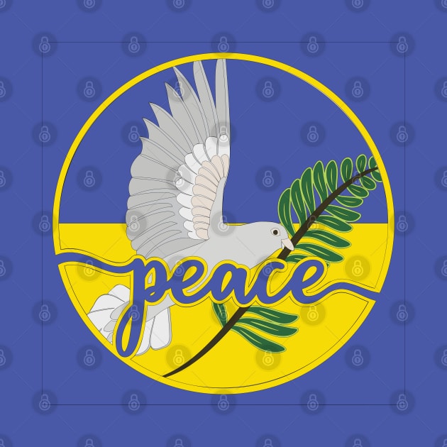 Peace in Ukraine with dove and flag by arkitekta