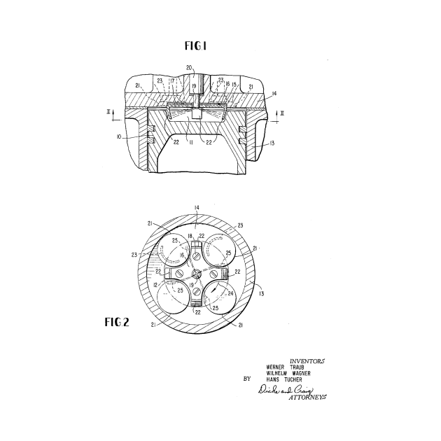 Internal Combustion Engine Vintage Patent Hand Drawing by TheYoungDesigns