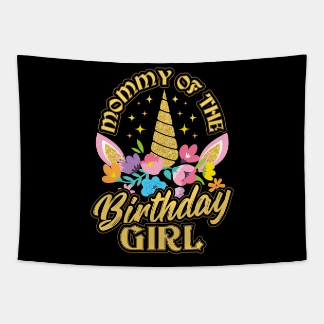 Mommy of the Birthday Girl Unicorn Tapestry by aneisha