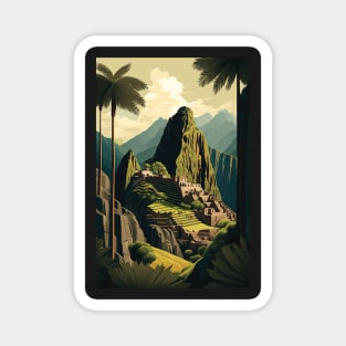 Machu Picchu Peru Colorful Illustration Magnet