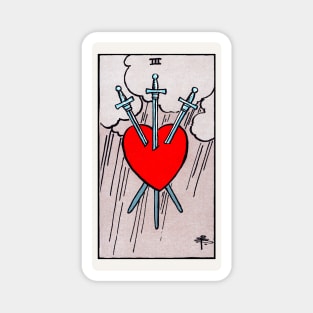 Card #52 - Three Of Swords - Rider Waite Smith Tarot Magnet