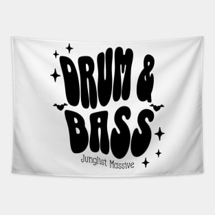 DRUM AND BASS  - Y2K Warped Text (Black) Tapestry