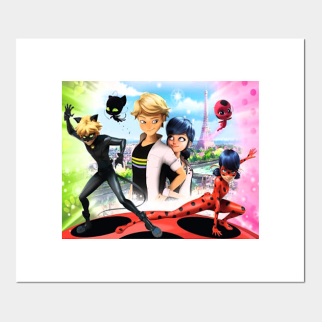 Ladybug Marinette Cat Noir Adrien Miraculous Ladybug Affiche Et Impression D Art Teepublic Fr