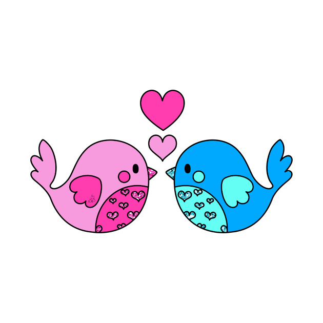 Love Birds (Pink and Blue) - Pink by WinterPixie