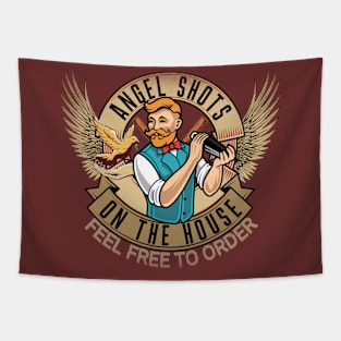 Bartenders - Angel Shots - Retro Bartender Tapestry