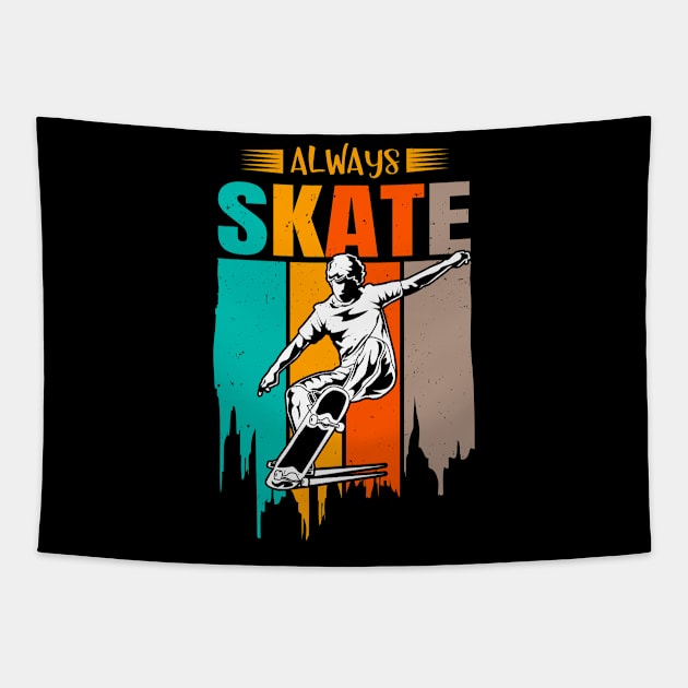 Skateboard Skateboarding Vintage Skater Tapestry by Foxxy Merch