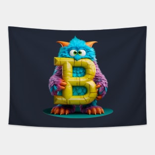 Adorable Kids Monster Alphabet Letter B Funny Back to School Tapestry