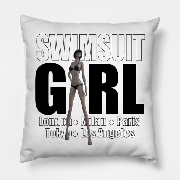 Fashion Girl | Swimsuit Girl Pillow by TheTipsyRedFox