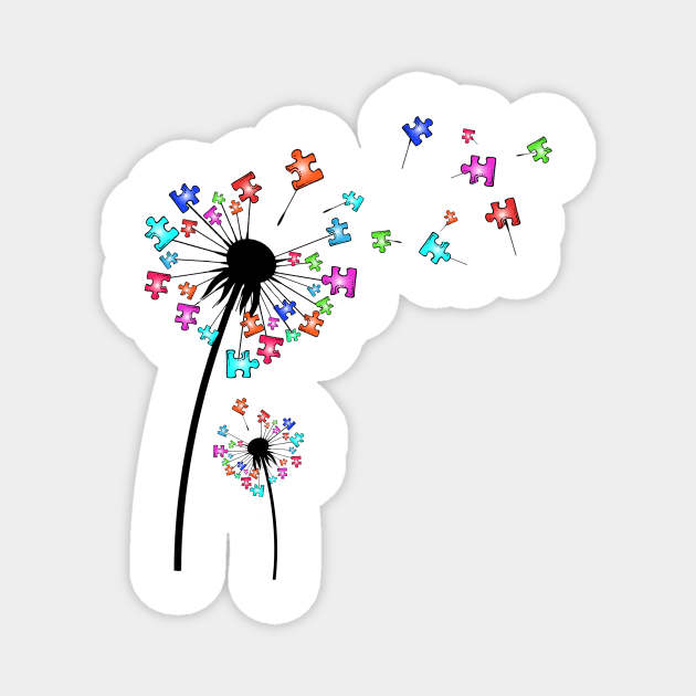 Autism Awareness Dandelion Flowers Magnet by ValentinkapngTee