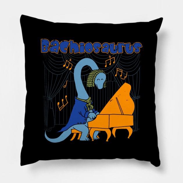 Cute Dinosaur  Musician Composer Bach Brachiosaurus Playing Piano Classical Music Pillow by BoggsNicolas