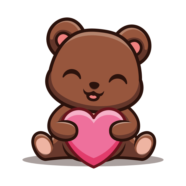 Cute Kawaii Teddy with Heart by Seedsplash