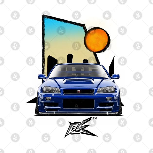 nissan skyline gtr r34 blue by naquash