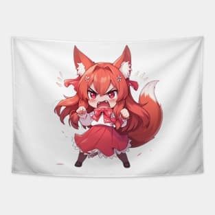 chibi fox girl angry Tapestry