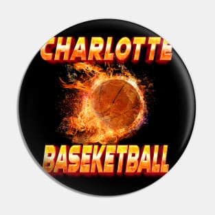 Vintage Basketball Colorful Charlotte Beautiful Name Teams Pin