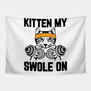 Cat Workout Shirt - Kitten My Swole On Tapestry