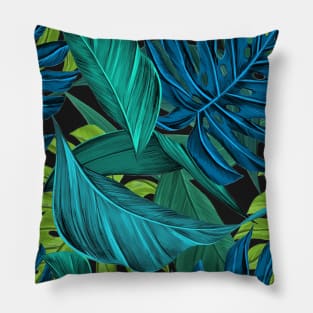 Monstera Banana Palm Leaf Pillow
