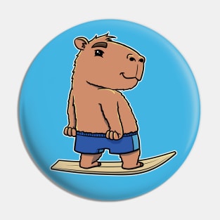 Capybara Surfer Boy Surfing Pin