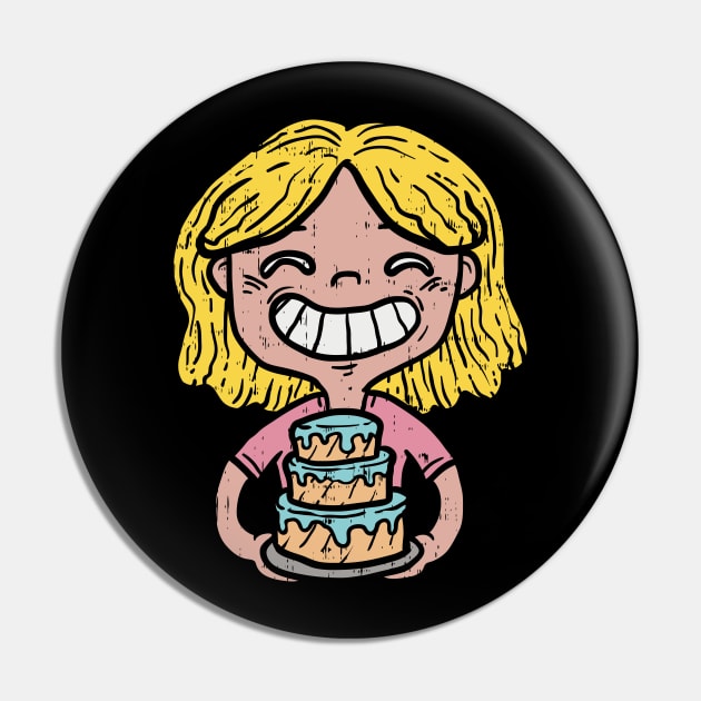 Cute laughing Cupcake Baking Girl - Funny Cake Dealer Gift Pin by Shirtbubble