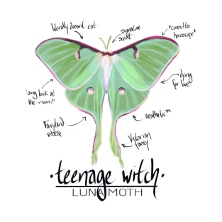 Luna Moth, teen witch, annotated T-Shirt