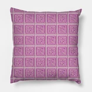 Seamless patchwork pattern from square patches in purple tones. Pillow