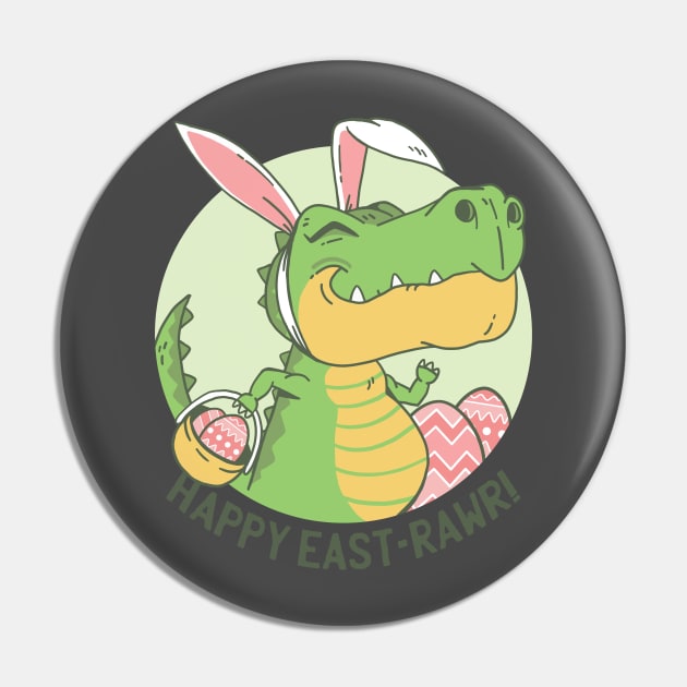 Egg hunting Tyrannosuarus Rex T-Shirt Happy Easter Bunny Gift Tee Pin by biNutz