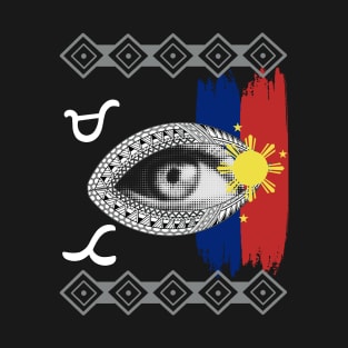 Philippine Flag Sun / Baybayin word Mata (Eye) T-Shirt