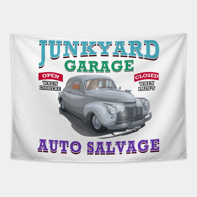 Junkyard Garage Classic Car Hot Rod Novelty Gift Tapestry by Airbrush World