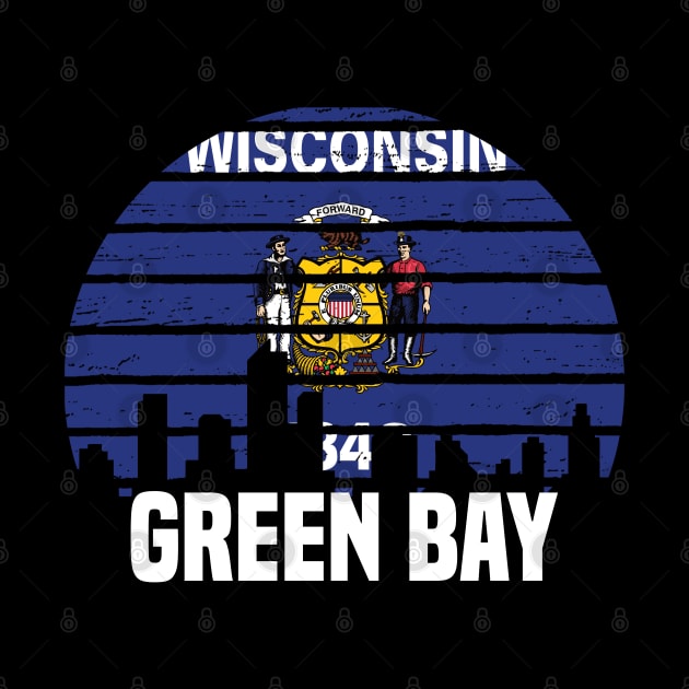 Green Bay Wisconsin WI Group City Silhouette Flag by jkshirts