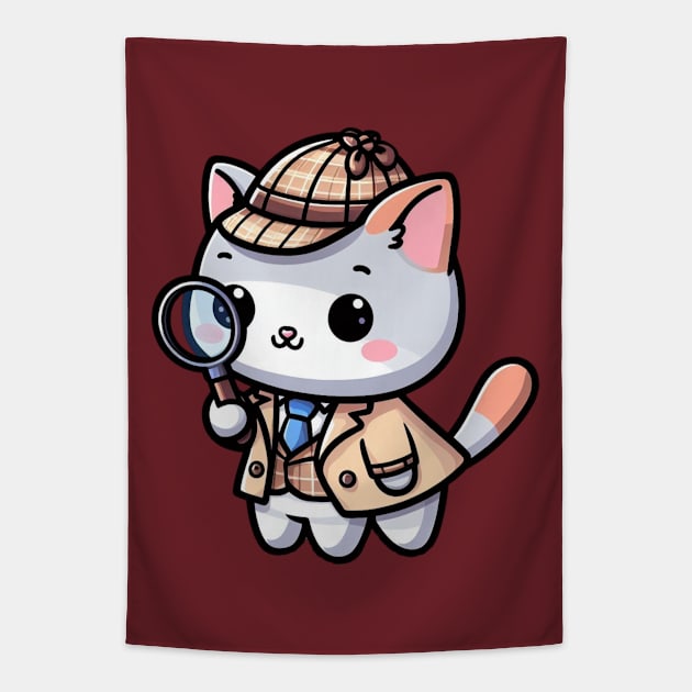 Kitty detective investigator Tapestry by Japanese Fever